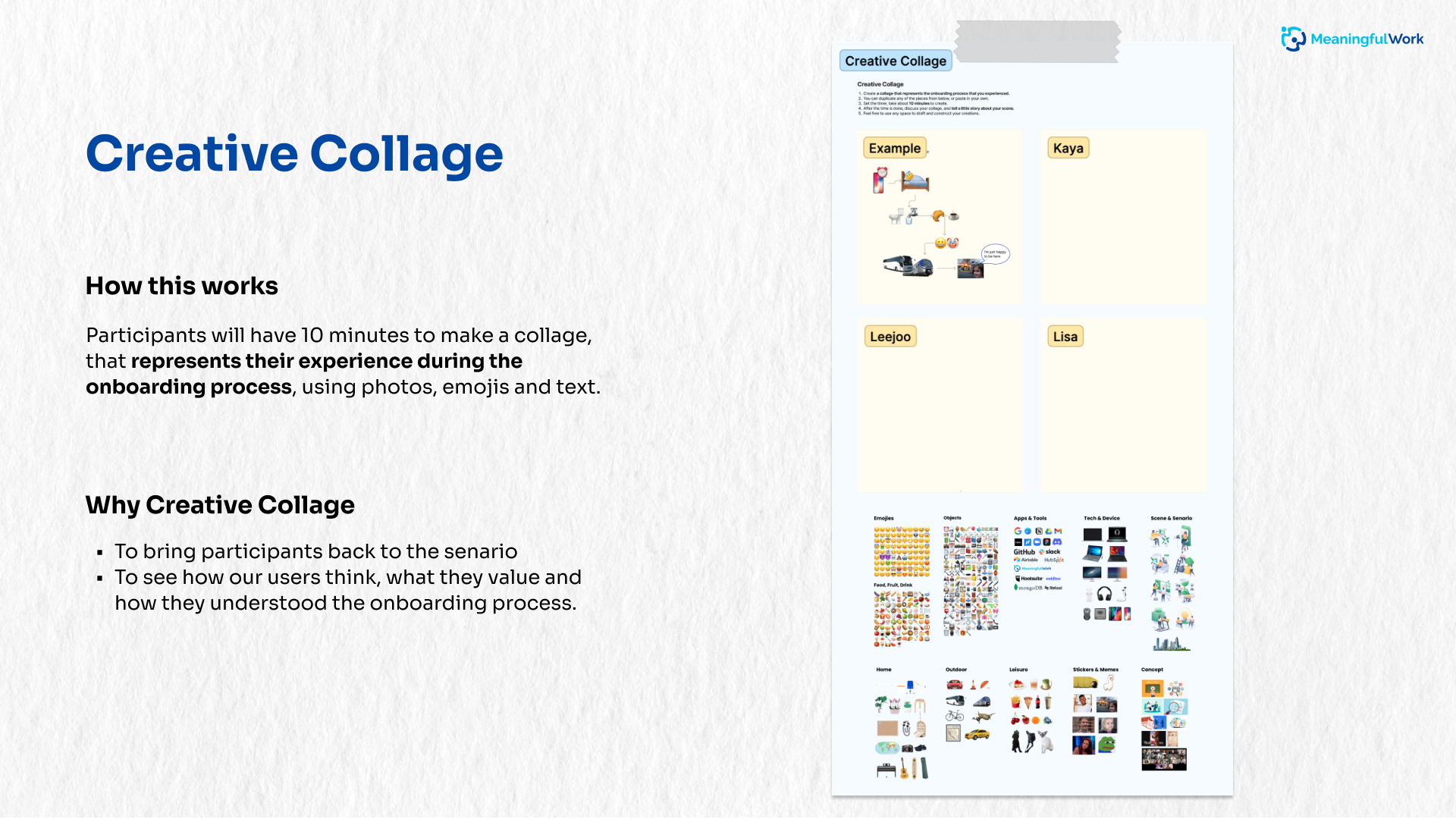 user journey map showing a student's action and thoughts when collecting resources